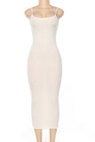 CONTRAST RIBBED MAXI DRESS (WHITE)