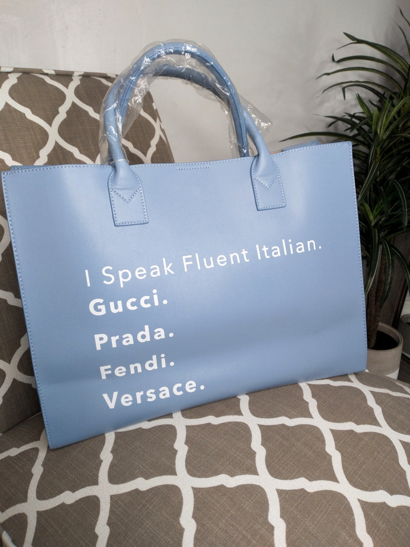 I'M SPEAK FLUENT LEATHER BAG