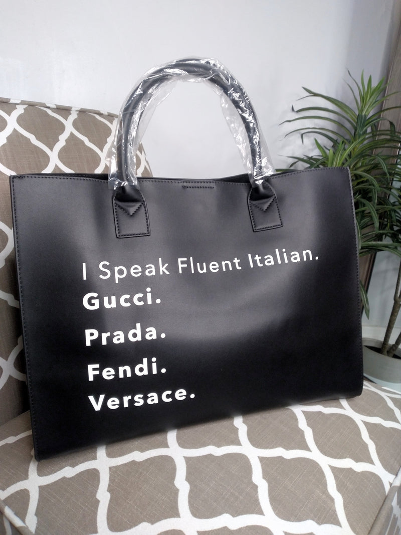 I'M SPEAK FLUENT LEATHER BAG